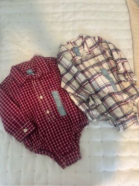 NWT baby Gap Plaid Button-Front One-Piece Bodysuits — Bundle